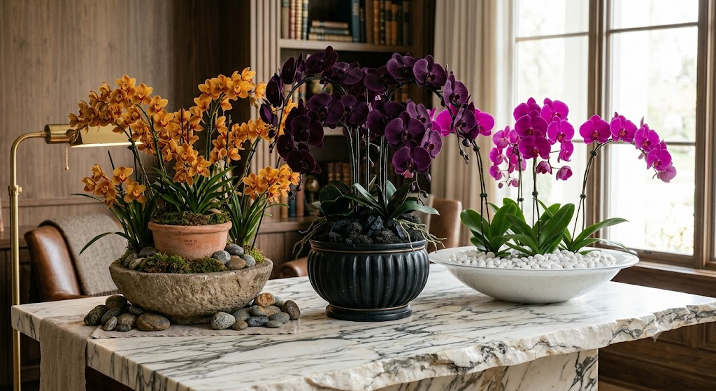 Violet Foncé, Saffron & Magenta: How to Style Faux Orchids